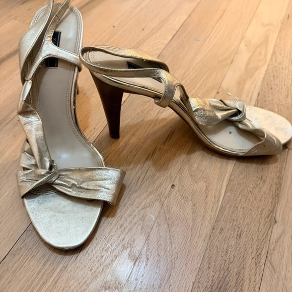 Nine West Metallic Gold Knotted Heels - Picture 2 of 2